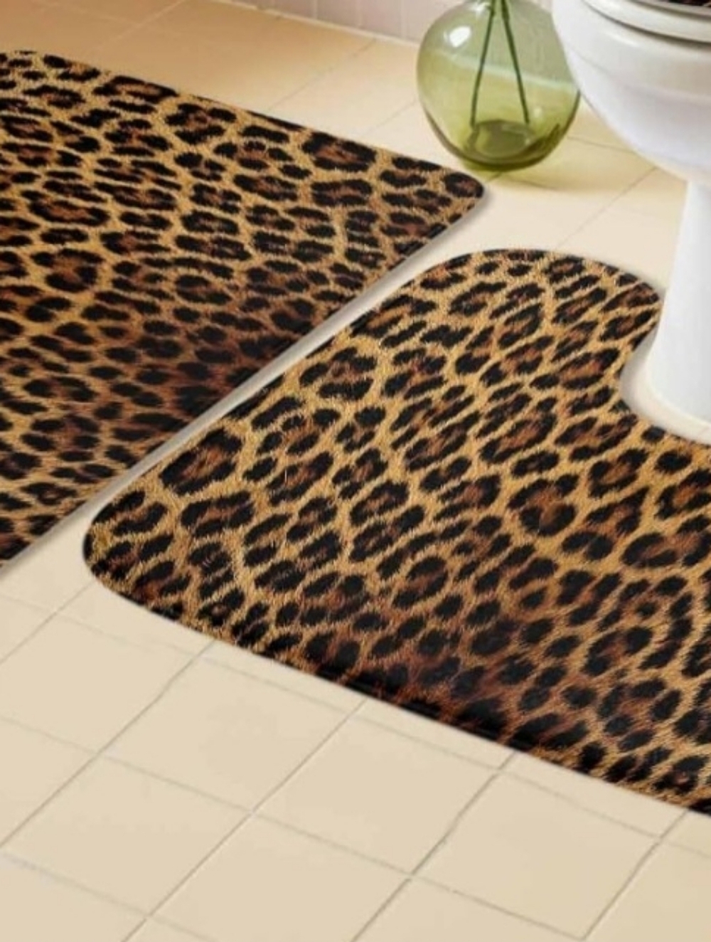 7pc Animal Safari Print Shower Curtain Set in Black and Tan New - Picture 13 of 15